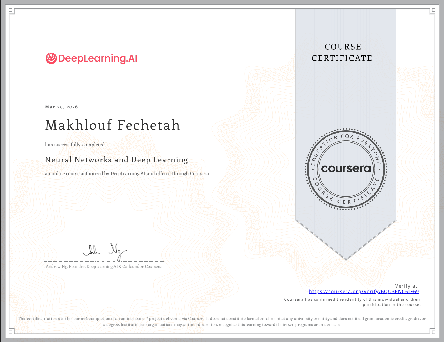 Certificate Coursera