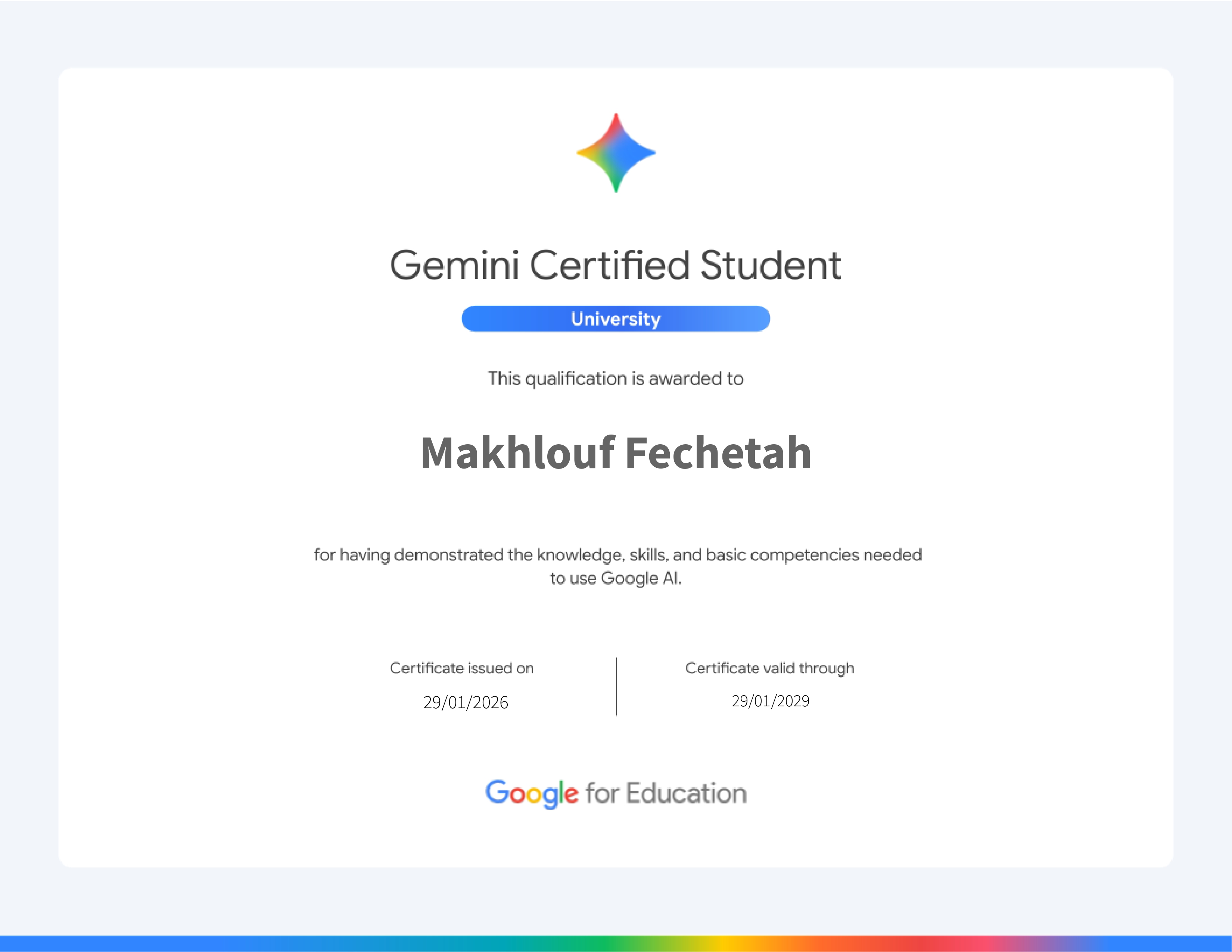 Gemini Certificate