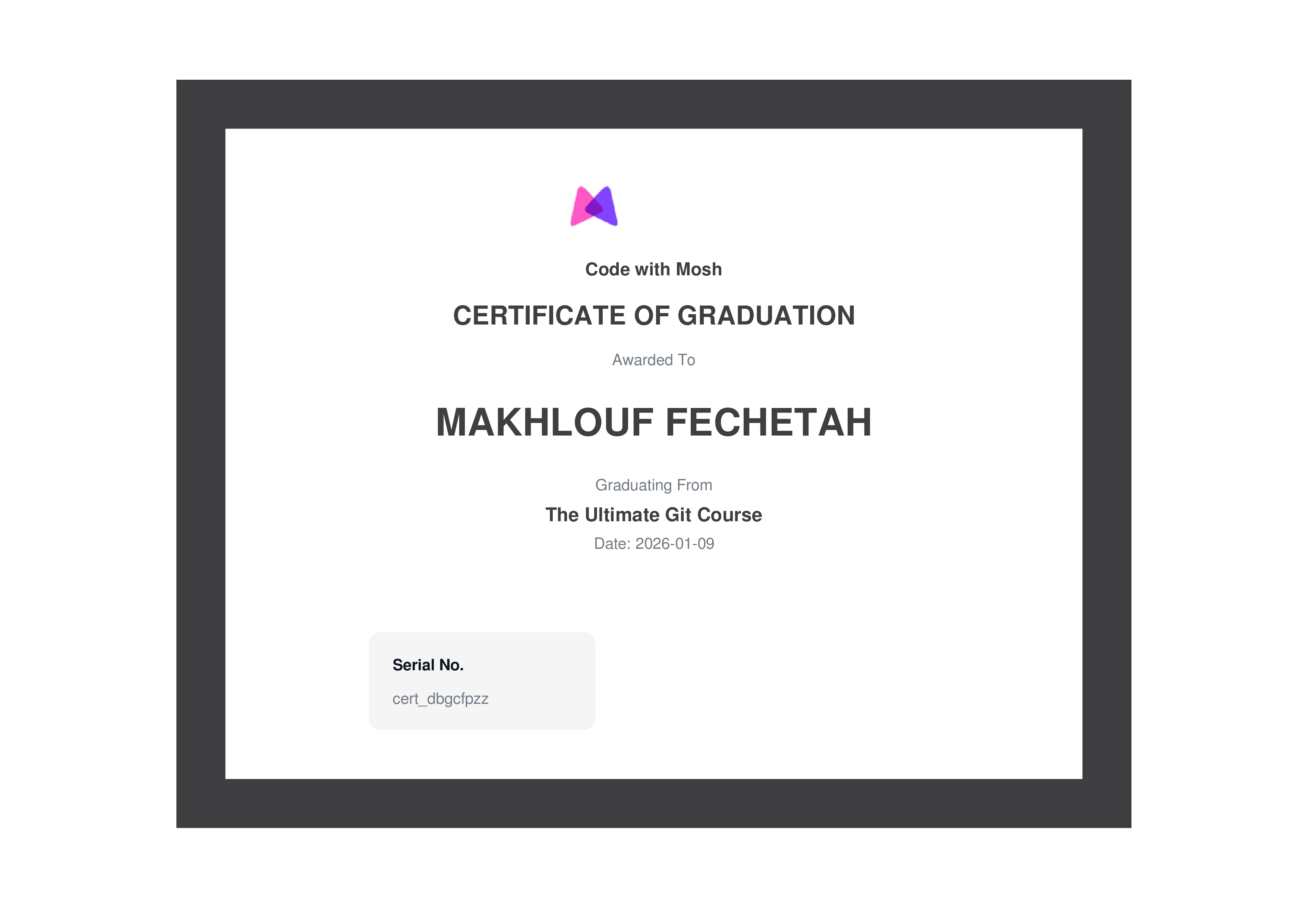 Certificate Git & GitHub